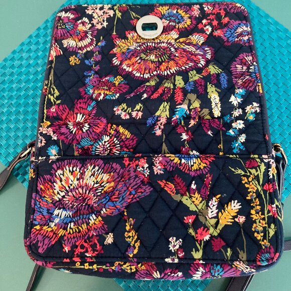 Vera Bradley Crossbody Wallet Cell Phone Bag Midnight Wildflower - Picture 9 of 15